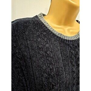 Jenny Cable Knit Chenille Pullover Sweater Womens M Minimalist Black Chunky Cozy